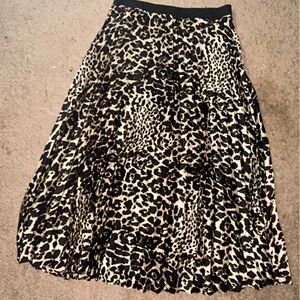 SMITH Black and Cream Animal Print Midi Skirt